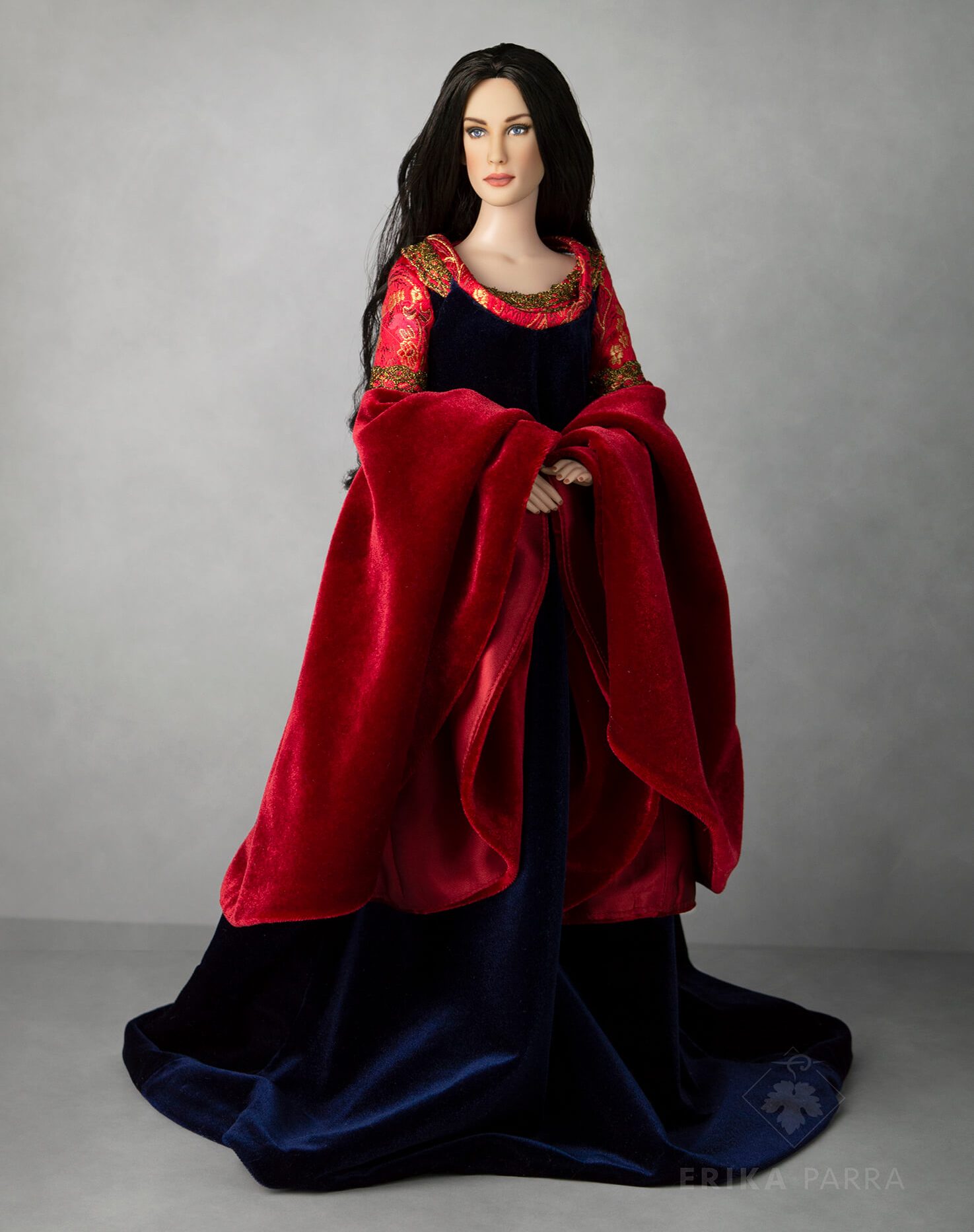 Lord Of the Rings Arwen's Blood Red Doll gown by Erika Parra - Photo by Erika Parra