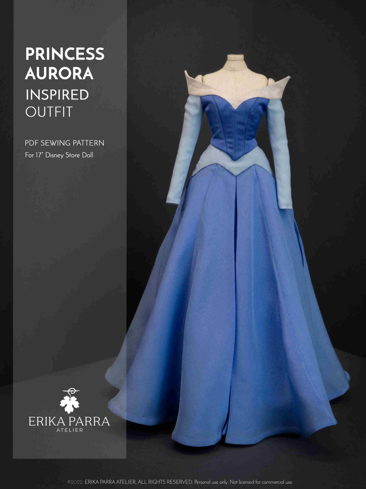 Princess Aurora Doll dress pattern by Erika Parra - Photo by Erika Parra